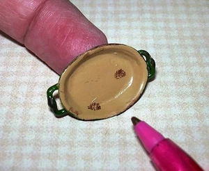 Miniatura Envejecido Esmalte Ovalado Au Gratin Sartén/ORO, Mango "TIPO B": CASA DE MUÑECAS 1:12   - Imagen 1 de 1
