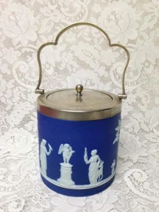 Vintage, Rare, Wegdwood, Jasperware Biscuit Jar 6.5inx5.5in - Picture 1 of 10
