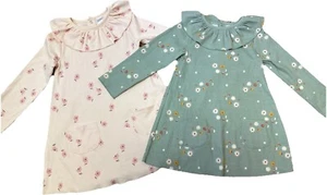 2 Modern Moments By Gerber Toddler Girl Collar Ribbed Floral Dress Size 3T/ 4T - Picture 1 of 11