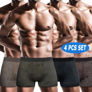 Mens Quick Dry Boxer Briefs Ice Silk Panties Comfortable Cool Underwear Trunks - Picture 1 of 14