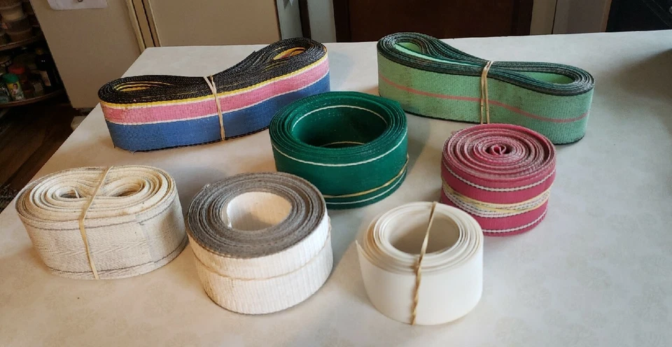 7 VINTAGE ALUMINUM CHAIR 2.25" WEBBING FOR REPLACEMENT/REPAIR MULTICOLOR 250'+ - Image 1 of 4