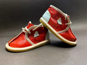 Vintage Soviet Children's Footwear Red Leather Shoes Boots Made in the USSR - Picture 1 of 7