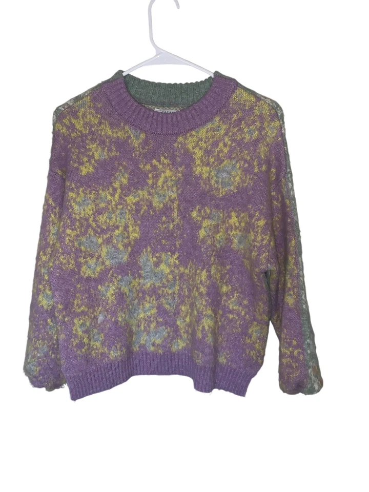 Zara Purple Yellow Green Girls Sweater. Youth Sz 11-12 - Image 1 of 4