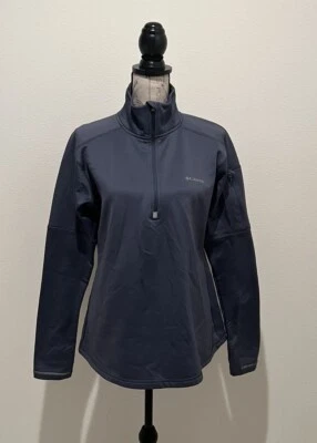 Columbia Omni-Wick Hombre Atlético 1/4 Cremallera Gris Pullover Brazo Cremallera Pulgar Agujero Talla L Foto 1 de 4