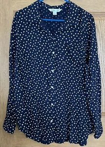 Usada en Excelente Condición Para Mujer Antigua Azul Marino Manga Larga La Clásica Camisa/Blusa XL Azul Marino con Lunares - Imagen 1 de 4