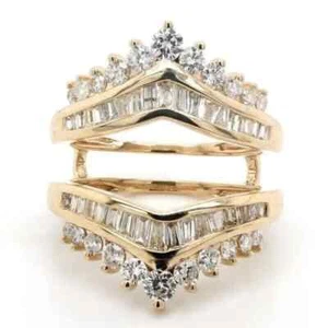 3Ct Lab-Created Diamond Wedding Enhancer Wrap Guard Ring 14k Yellow Gold Plated - Picture 1 of 4