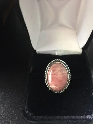 Anillo de plata de ley 925 rodocrosita 20x14 mm ovalado. Talla 6,5 Foto 1 de 4