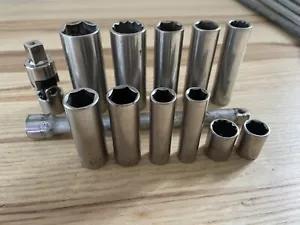 Vintage USA-Made Craftsman 13-Piece Socket Lot 3/8” 1/4” SAE Deep Shallow Swivel - Picture 1 of 6