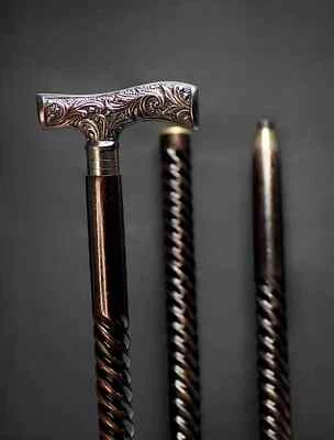 Beautiful Brass Walking Stick Cane Amazing Design Handle Victorian Head Shaft - Image 1 of 4