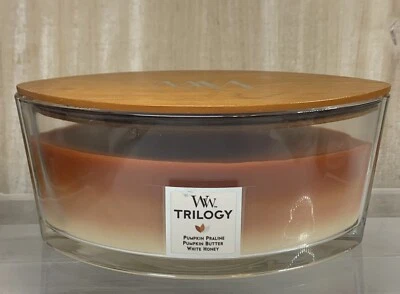 Woodwick Trilogy 16oz Candle PUMPKIN GOURMAND White Honey Crackling Wick - Image 1 of 3
