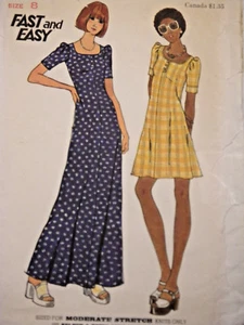 B-3633 Dress Sewing Pattern Butterick Size 8 Cut & Complete - Picture 1 of 7
