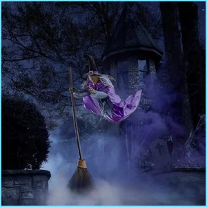 6 Fuß Fliegende Hexe Halloween Requisite - Gruselige Garten & Hof Dekoration - Bild 1 von 24