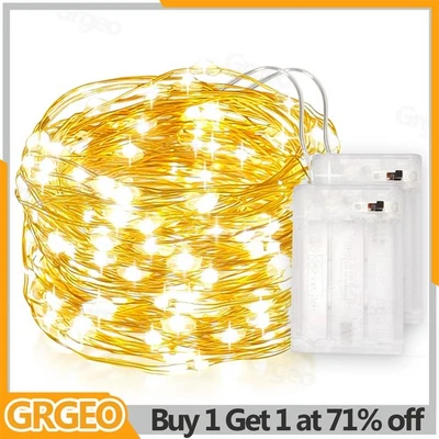 Fairy String Lights Micro Rice Wire Xmas Party Light 20-100LED Battery Operated - Image 1 of 4
