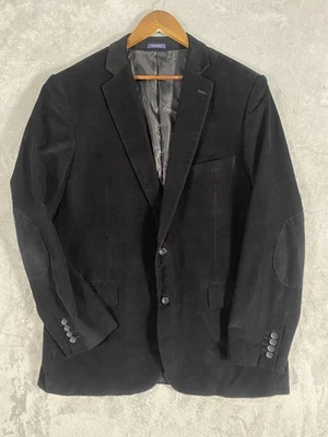 Stafford Blazer Mens 46 L Black Corduroy Classic Fit Sport Coat Elbow Patch - Image 1 of 4