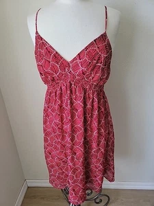 Y2k Mossimo Baby Doll Slip Dress Large Red Smocked Waist Lined - Picture 1 of 12