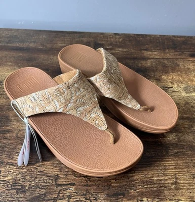 Fitflop Feminino Tamanho 7 Lulu Toe Tanga Sandálias Espelho Cortiça Slip On NOVO - Imagem 1 de 4