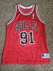 Vintage Dennis Rodman #91 Jersey Size 44 Chicago Bulls NBA Basketball Champion - Picture 1 of 5