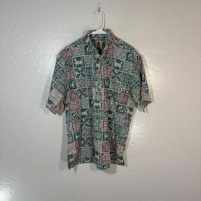 Camisa Tori Richard Para Hombre Mediana Verde Roja Hawaiana Aloha Botón Delantero Hecha en EE. UU. Foto 1 de 4