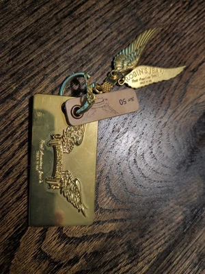 Robin’s Jean Key Chain Wings Real American Jeans USA Gold Tone - Image 1 of 3