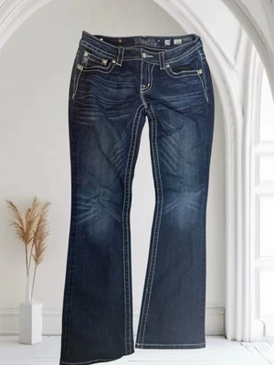 Pantalones de mezclilla Miss Me Bootcut para mujer Bling JE8178BL TALLA 29 29x32 desgastados Y2K solapa Foto 1 de 4