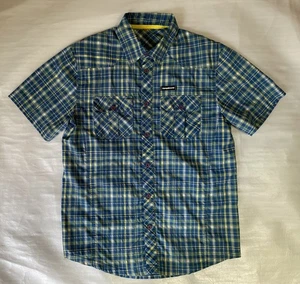 Camisa Trangoworld A Cuadros Abotonada Azul Talla S Manga Corta Doble Bolsillos Informal - Imagen 1 de 10