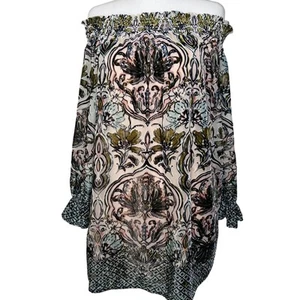 The Room Ark & Co Womens Dress Large Tunic Floral Velvet Off Shoulder Lined NWT - Picture 1 of 8
