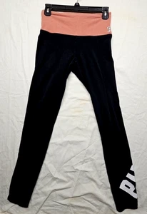 Pink by Victoria's Secret Black and Pink Yoga Pants Size Small Rt Leg Graphic - Picture 1 of 9