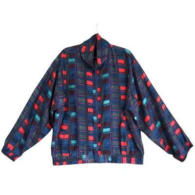 Chaqueta de bombardero cortavientos de seda vintage retro HER Active Apparel para mujer talla grande Foto 1 de 4