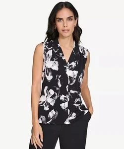 Women Calvin Klein XL Floral Printed V-Neck Sleeveless Camisole Blouse MSRP $49 - Picture 1 of 14