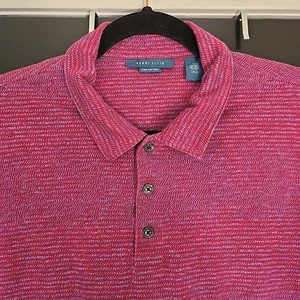 Camisa Polo Perry Ellis Para Hombre Talla L Manga Corta Algodón Pima Rayas Elástica - Imagen 1 de 9