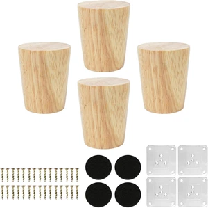 4 Stück 6cm Möbelfüße Holz Möbelbeine Eiche Konisch Beine für Möbel Tischbeine K - Bild 1 von 7
