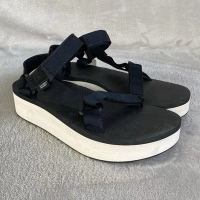 Sandalia Universal Original Teva Forma Plana Para Mujer Talla 10 Negra Blanca Senderismo NUEVA Foto 1 de 4