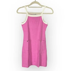 Crewcuts Rib Tank Top Mini Dress Girl's 8 Pink White Vintage Sleeveless NWT - Picture 1 of 9