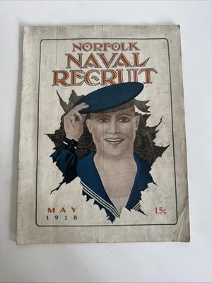 NORFOLK NAVAL RECRUIT MAGAZINE May 1918 - WWI Naval - Vintage Military - Rare Foto 1 de 4