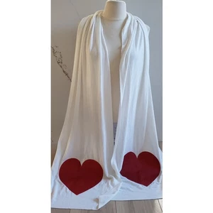 Wildfox Schal Damen OS weiß rot Herz Glitzer Strick Halstuch Taylor Swift - Bild 1 von 8