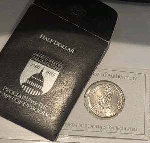 1989-D Congress Bicentennial Half Dollar – Uncirculated withCOA – U.S. Mint - Picture 1 of 3