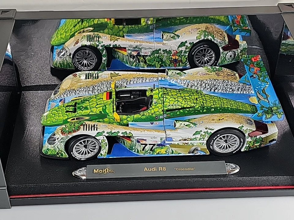 Modelo fundido a presión Maisto escala 1/18 Audi R8 cocodrilo verde blanco Foto 1 de 4