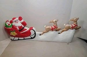 Vintage Weihnachten Blasform beleuchtet Santa Schlitten Union Products 32" lang - Bild 1 von 10