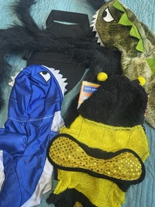 Dog Clothing Lot Costumes Halloween XS Yorkie Shark Bee Spider Iguana Teacup 9” - Picture 1 of 17