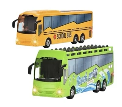 Remote Control School Bus Model 1:24 Scale LED Lights Yellow and Green Kids Toy - Image 1 of 4