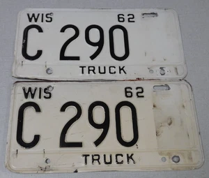 1962 Wisconsin truck license plate pair - Picture 1 of 1