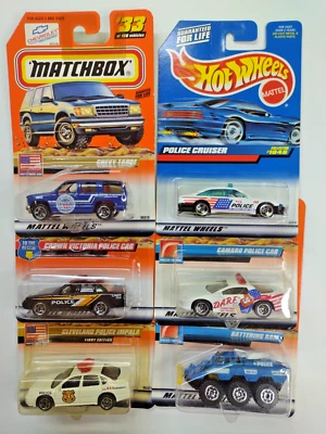 LOT OF (6)  M.I.P. 1998 -2000 MATCHBOX / HOT WHEELS  NUMBERED POLICE CRUISERS - Image 1 of 4