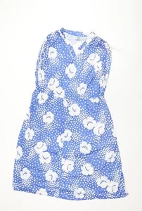 C&A Womens Blue Floral Polyester Shift Size 18 V-Neck Pullover - Picture 1 of 10