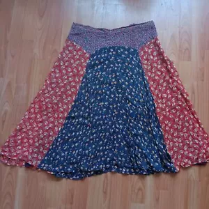 Anthropologie Meadow Rue Chiffon Patchwork Prairie Skirt Boho Gypsy 14 Flowy - Picture 1 of 5