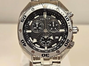 VINTAGE BIG 45mm DIVER 200m CHRONOGRAPH MEN'S QUARTZ WATCH "SECTOR" OCEAN MASTER - Picture 1 of 17