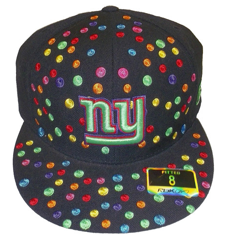 Cappello aderente a pois Reebok New York Giants tesa piatta taglia 8