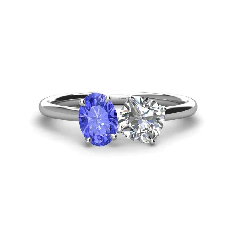 Tanzanite & Moissanite 4 Prong Duo Engagement Ring 2 1/2 ctw 14K Gold JP:273633 - Image 1 of 1
