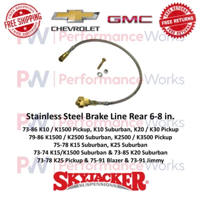 Skyjacker Brake Line Rear Stainless Steel 6-8" For Chevy Blazer & GMC K20 Pickup - Image 1 of 4