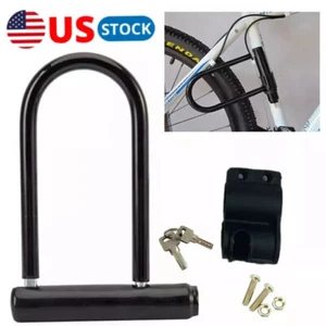 Heavy Duty Bicycle U-lock Steel Bike Lock Anti Theft with 2 keys Black Lock New - Picture 1 of 9
