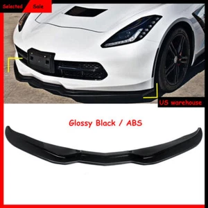 Gloss Black Front Bumper Chin Lip Apron Splitters Fits 2014-2019 Corvette C7 Z06 - Picture 1 of 12